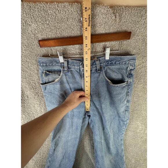 L.L.Bean Jeans Mens 34x29 Light Wash Blue Classic Fit Flannel Lined Plaid Warm - Picture 8 of 16